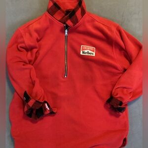 Vintage Marlboro reversible fleece 1/4 zip, -SZ L 
Pit to pit 23”
Length 30”